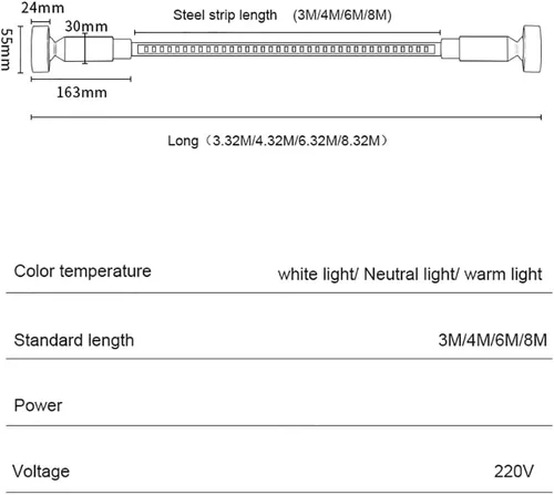 Miniatura 4 de Skyline - Tira de luz de acero lineal, lámpara de pared lineal, decoración familiar, barra de acero, barra de pasillo, longitud de bricolaje, corte