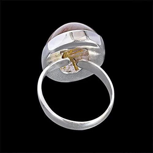 Miniatura 5 de Ravishing Impressions Anillo de plata de ley 925 con piedras preciosas de rutilo de oro, joyería de diseño increíble para mujer