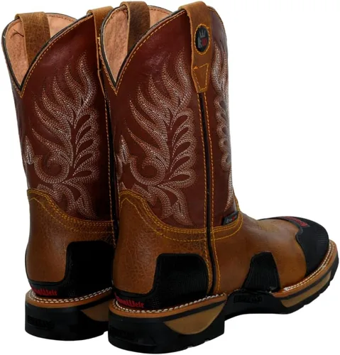 Miniatura 5 de King Welt Buffalo Tan - Botas de trabajo de cuero de alta calidad antideslizantes para hombre, puntera de acero, punta cuadrada, sin cordones