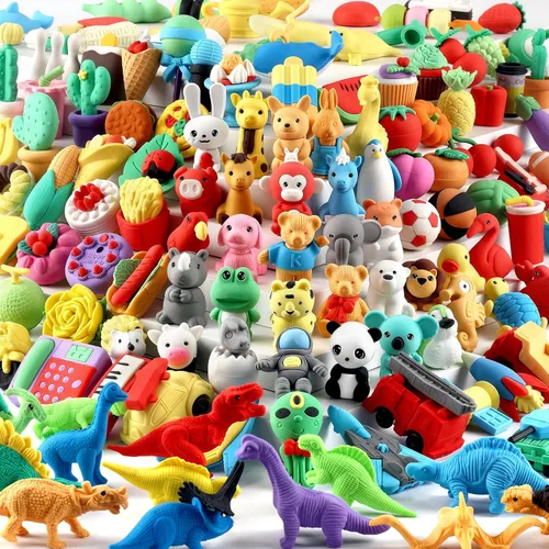 Miniatura 14 de URSKYTOUS 35 borradores de animales de escritorio para niños, borradores de lápices de animales, juguetes de borrador a granel, regalos para premios