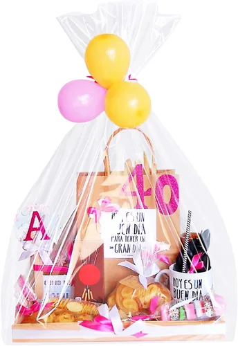 Morepack Bolsas de celofán extra grandes para cestas de regalo de 50 x 60 pulgadas, bolsas de celofán transparente grandes jumbo, 5 piezas