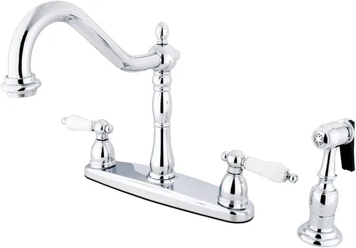 Miniatura 5 de Kingston Brass KB1758PLBS Heritage - Grifo de cocina central de 8 pulgadas, níquel cepillado