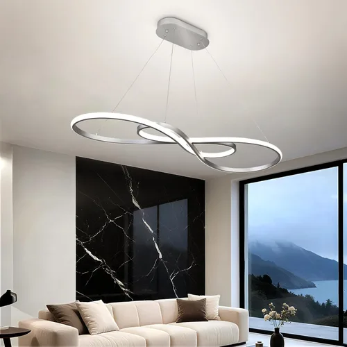 Miniatura 11 de Lámpara colgante LED moderna, lámpara de araña negra de 39.37 pulgadas regulable con control remoto y teléfono, temperatura de color ajustable