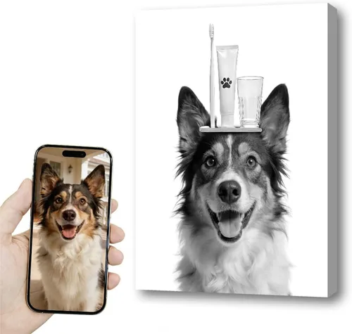 Miniatura 11 de Fotos personalizadas de mascotas en lienzo para pared Arte de baño personalizado Lindo perro gato en bañera Impresiones, divertidos animales Foto