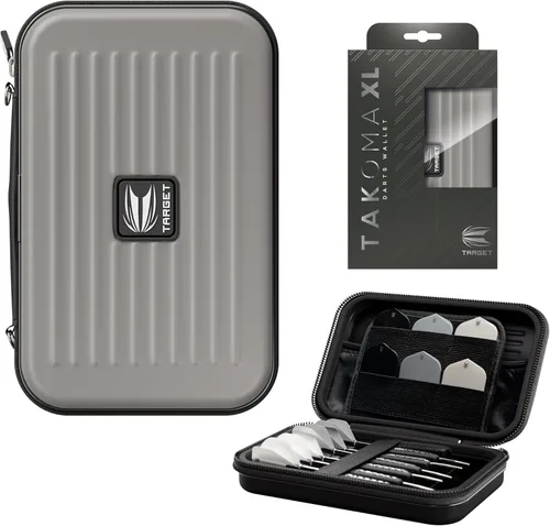 Target Darts Funda para billetera de dardos Takoma XL, gris – Contiene 6 dardos, soporte protector de EVA con doble bolsillo con cierre de doble