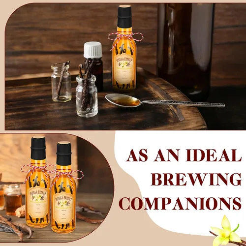 Miniatura 5 de Tioncy 16 botellas vacías de extracto de vainilla para botella de vidrio casera con tapa, banda retráctil, calcomanía, manualidades, regalo de boda