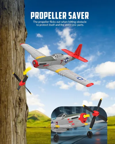 Miniatura 7 de VOLANTEXRC Avión RC, control remoto de 4 canales, avión de combate RTF con giroscopio de 6 ejes, 3 modos y acrobacias aéreas fáciles de volar, avión