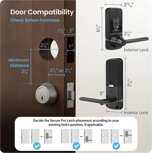 Miniatura 8 de Lockly Secure Pro Smart Lock con asa, huella digital biométrica y teclado patentado PIN Genie antiespía, cerradura de puerta de entrada sin llave