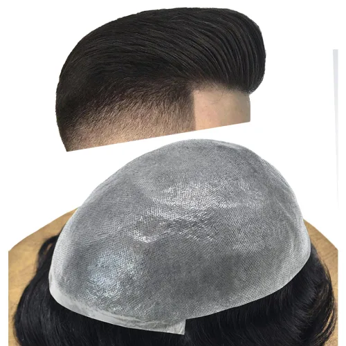 Miniatura 98 de 0.002 in ultra fina piel tupé Remy cabello humano piezas para hombres V-Looped sistema de pelo para hombre tupé pelo tupé para hombres protesis