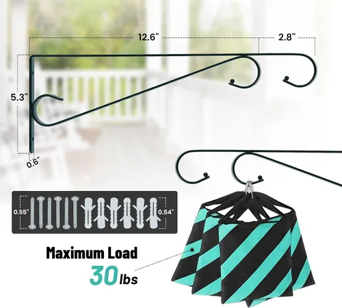 Miniatura 3 de Paquete de 2 ganchos de metal para plantas de 15.5 pulgadas para pared, soporte decorativo recto para plantas colgantes para comederos de aves