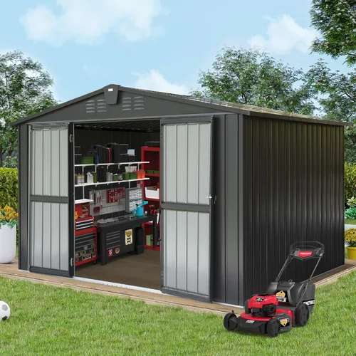 Miniatura 13 de Domi - Cobertizo de almacenamiento de 5 x 3 pies, cobertizos de metal y espacio libre con puerta con doble cerradura, cobertizo pequeño para jardín