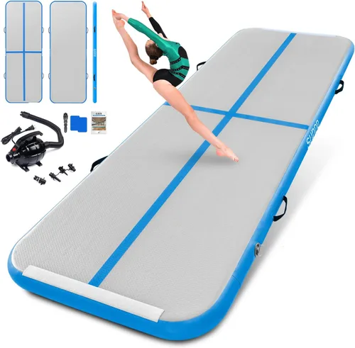 SUDOO Gymnastics Air Mat 10ft/13ft/16ft Inflatable Air Tumble Track Mat 4" Thick Tumbling Mat With Pump or No Pump for Training Tumble Yoga Azul