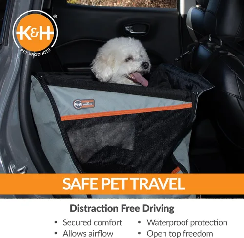 Miniatura 6 de K&H Buckle N Go - Asiento de automóvil para perros pequeños, tela impermeable, laterales de malla transpirable, correa de cinturón de seguridad
