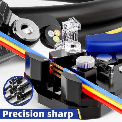 Miniatura 8 de haisstronica Juego de herramientas pelacables para electricista profesional, 10-24AWG, paquete de 3 pelacables autoajustables y cortador de estaño
