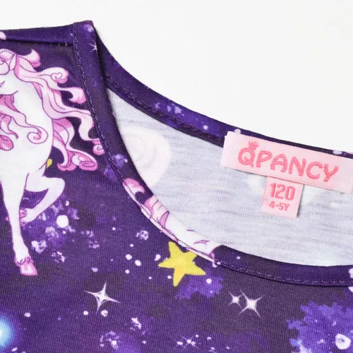 Miniatura 10 de Qpancy Vestidos a juego para muñecas y niñas, trajes de unicornio de manga larga, ropa de algodón