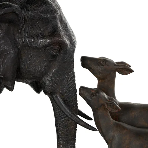 Miniatura 4 de Deco 79 Escultura Decorativa de Elefante de Resina Caminando, Estatua de Decoración para el Hogar con Ciervo Marrón Oscuro, Figura Decorativa de 20