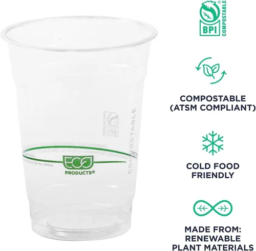 Miniatura 4 de ECO PRODUCTS GreenStripe - Vasos fríos transparentes de 16 onzas, vasos desechables de ácido poliláctico (PLA) a base de plantas para café helado