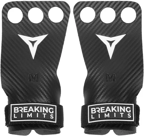 BREAKING LIMITS Crossfit Grips - Puños de gimnasia de 3 agujeros, agarre de mano de carbono, Calleras para Crossfit, agarre de gimnasia para hombres