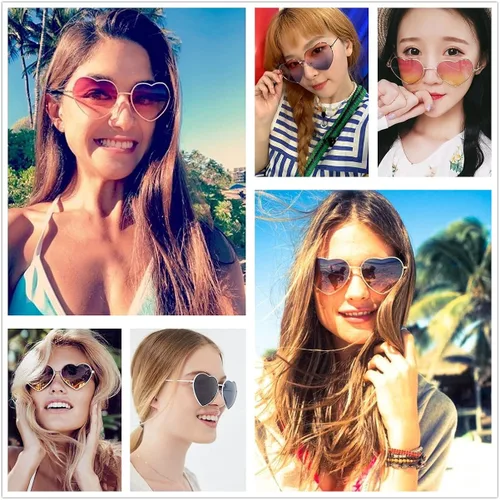 Miniatura 6 de NIDOVIX Lindos lentes de sol de corazón para mujer marco de metal de moda lentes de protección UV400