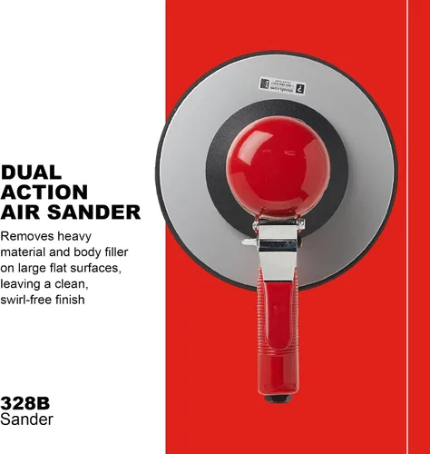 Miniatura 2 de Ingersoll Rand Lijadora de aire orbital con engranaje de doble acción 328B, almohadilla adhesiva de 8 pulgadas, órbita de 5/32 pulgadas, 825 RPM