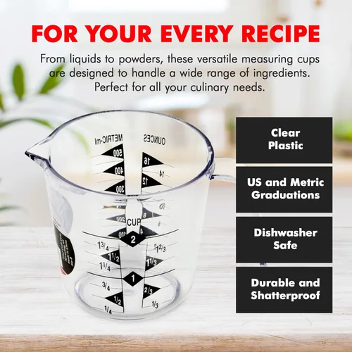 Miniatura 4 de Taza de medición de plástico Chef Craft Select, 2 tazas, transparente