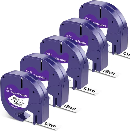 Miniatura 8 de Recambios de cinta transparente para rotuladores compatibles con DYMO LetraTag - Recambios de cinta de plástico transparente de 0.472 in 1/2 pulgada