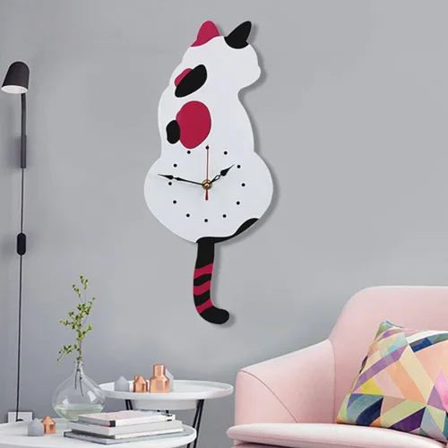 Miniatura 5 de Topkey Reloj de pared creativo de acrílico con péndulo de cola oscilante para sala de estar, dormitorio, cocina, decoración del hogar, batería