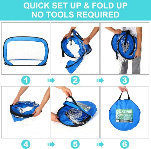 Miniatura 5 de PATIKIL Portería de fútbol portátil de 4 x 3 pies, red de fútbol plegable con bolsa de transporte para entrenamiento, plegable, para interiores