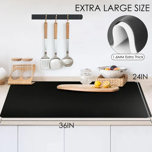 Miniatura 5 de Tapete de silicona extra grande para encimera de cocina, 36 x 24 pulgadas, tapete de silicona para mesa de resina, tapete resistente al calor