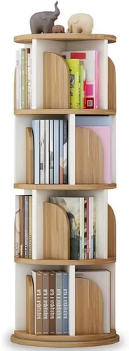 Estantería blanca giratoria de 360 grados, organizador multifuncional para dormitorio, sala de estar/archivador (color marrón, tamaño: 19.7 * 50.8