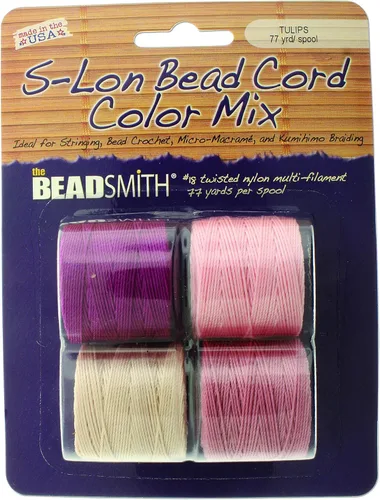 Miniatura 105 de The Beadsmith S-Lon Cordón para Cuentas – Cordón de Nylon Torcido de 0.5 mm para Ensartar, Paquete de 4, Mezcla de Neutrales Fríos, TEX210, 77