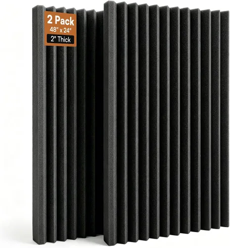 Miniatura 21 de SODOCT - Paquete de 12 paneles acústicos grandes, 47.2 x 23.6 x 0.4 pulgadas, paneles a prueba de sonido para paredes, paneles de absorción de Negro