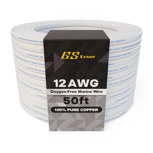 Miniatura 16 de GS Power 50 pies de alambre dúplex marino, alambre calibre 14, cable eléctrico para barco de cobre estañado libre de oxígeno 14 AWG, cable eléctrico