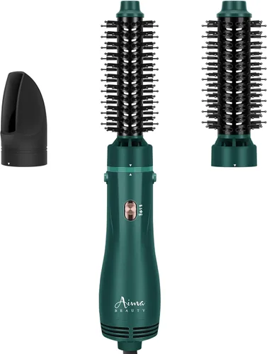 Aima Beauty Blow Dryer Brush Set - 4-in-1 Round Brush Blow Dryer Adds Shine, Smooth, Curl & Volume for Short to Medium Hair, Interchangeable 1” &