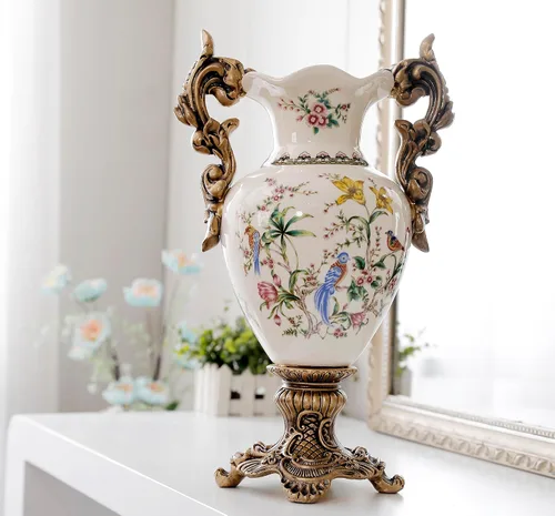Magcolor Jarrón de cerámica blanca de mesa alta para flores de hierba de pampas, 16.1 pulgadas de alto, diseño único jarrón de cerámica agrietada