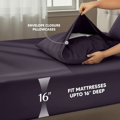 Miniatura 267 de Utopia Bedding Juego de sábanas Queen – Sábanas de 4 piezas para cama tamaño Queen, microfibra suave y transpirable, incluye 1 sábana bajera, 1 Gris