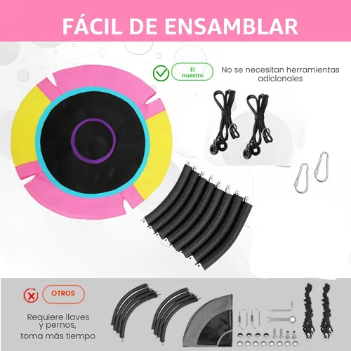 Miniatura 5 de HOTJUMP Columpio de Platillo de Árbol de 40 Pulgadas para Niños al Aire Libre, Tela Textilene Resistente al Desgarro y a los Rayos UV Impermeable