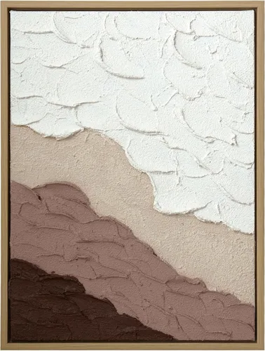 ArtbyHannah Arte de pared enmarcado texturizado, pinturas neutrales pintadas a mano 3D de piedra arenisca abstracta minimalista decoración para