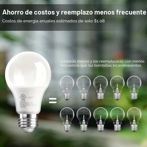Miniatura 4 de TJOY Paquete de 6 Bombillas LED A19, Bombilla LED Equivalente a 60 Vatios, Blanco Cálido 3000K, Eficiente 9W, Base Estándar E26, Bombilla de Ahorro