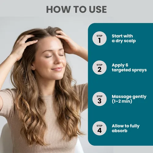 Miniatura 5 de Spray de suero para el crecimiento del cabello – Minoxidil 2% biotina avanzada con cafeína, romero, extracto botánico para cabello más grueso, más