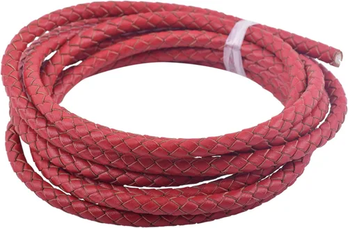 Miniatura 10 de KONMAY 2 yardas 8.0mm Cordón redondo de cuero trenzado auténtico marrón antiguo para corbata de bolo
