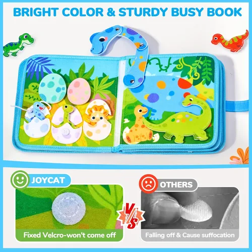 Miniatura 5 de JoyCat Libro Ocupado de Dinosaurios para Niños Pequeños, Tablero Ocupado para Niños de 2, 3, 4 y 5 Años - Juguete de Viaje Libro de Actividades