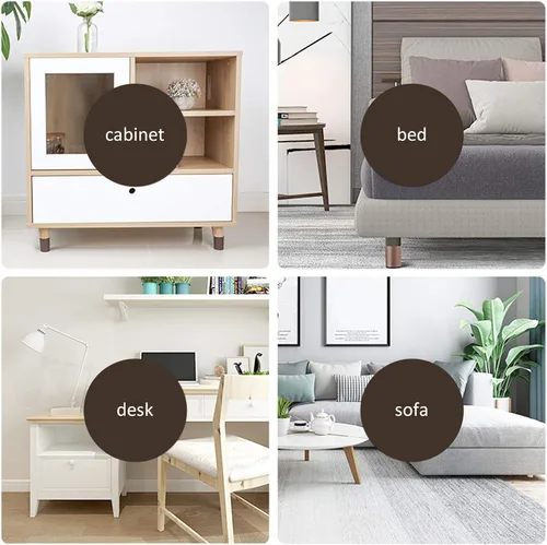 Miniatura 8 de Piernas autoadhesivas cuadradas/redondas para muebles, patas de mesa de café de 1.969 in de alto, cojín de patas de sofá silencioso, patas