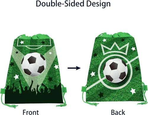 Miniatura 2 de CC HOME Paquete de 12 bolsas con cordón de fútbol, bolsas de recuerdo de fiesta de fútbol para niños, decoraciones de bebé con temática de fútbol