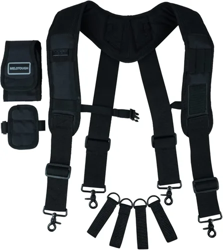Miniatura 9 de MELOTOUGH Tirantes Magnéticos para Cinturón de Herramientas con Pulsera Magnética de Muñeca para Cinturón de Trabajo Tirantes Acolchados de Negro
