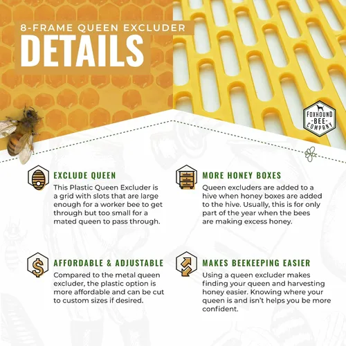 Miniatura 4 de Excluidor de plástico de 8 marcos para mantener a la reina separada de las cajas de miel en una colmena de abejas, paquete de 4