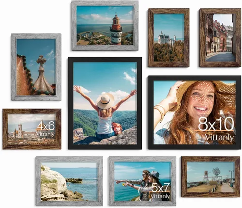 Miniatura 60 de Vittanly Paquete de 7 Marcos de Fotos, Marcos de Fotos Collage Decoración de Pared para Pared o Mesa, Múltiples Tamaños con 1 Pieza de 11x14