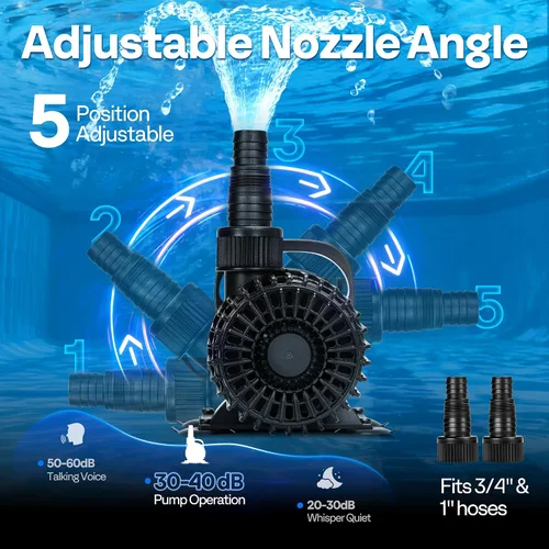 Miniatura 4 de VIVOHOME - Bomba de agua sumergible eléctrica de 100W y 1600GPH para estanque de koi, piscina, cascada, fuentes, pecera y acuario