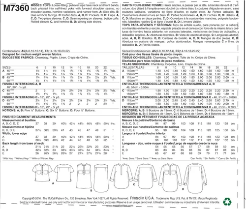 Miniatura 7 de McCall's Patterns M7360 - Camisetas Henley para mujer, talla A5 (6-8-10-12-14)
