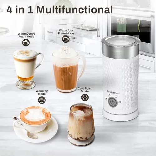 Miniatura 3 de SIMPLETASTE Espumador de leche, vaporizador eléctrico 4 en 1, máquina automática de espuma caliente y fría y calentador de leche para café